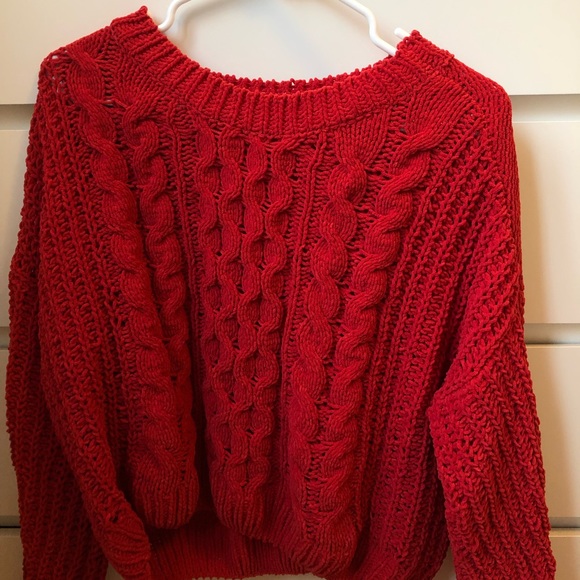 Red Chenille Sweater - Picture 1 of 6